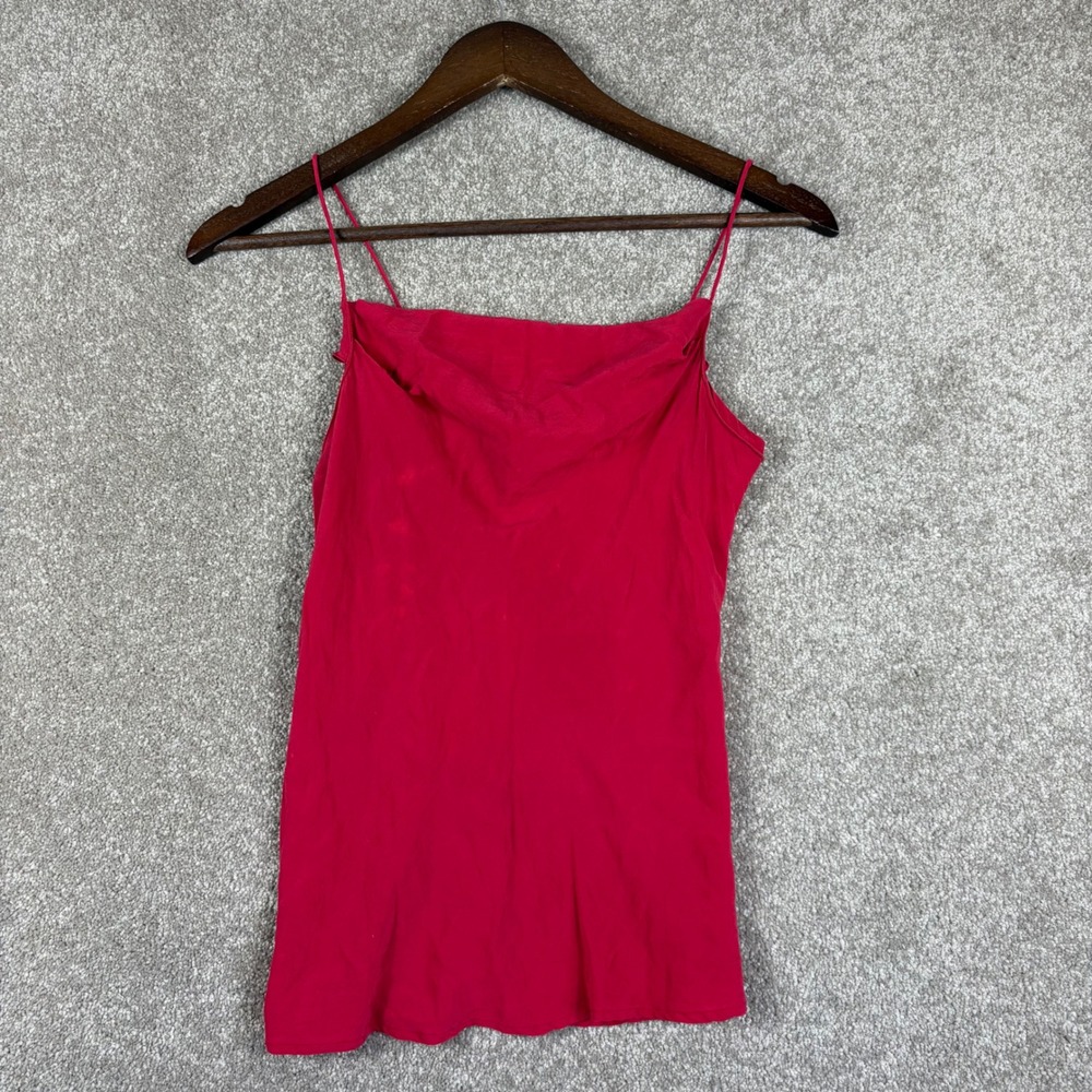 Vintage Royal Silk Red 100% Silk Cowl Neck Cami Spaghetti Strap Tank Top Small